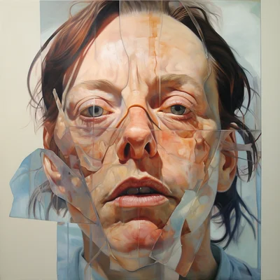 Painting portrait by Jenny Saville. fred flinstrone