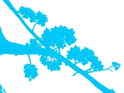 Branch silhouette cyan