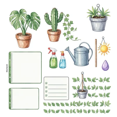 Houseplant care journal decorations