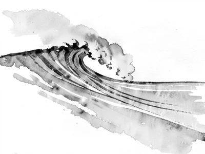 Wave approaching shore as single diagonal