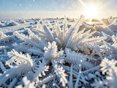 Frost destroyed by sun in progress