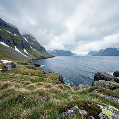 Icelandic isolation, Westfjords remoteness, Snow patch persisting on north-facin