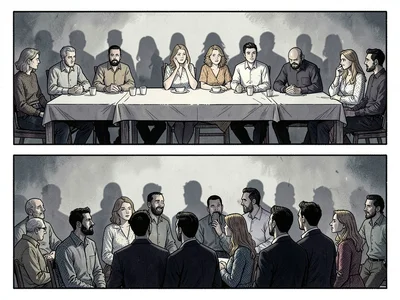 Shadow guests at table