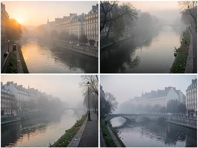 Fog thinning to reveal river in stages