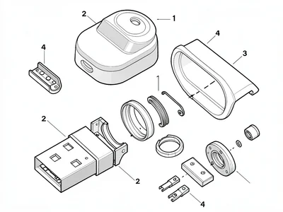 USB connector exploded view