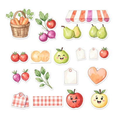 Farmers market produce sticker pack