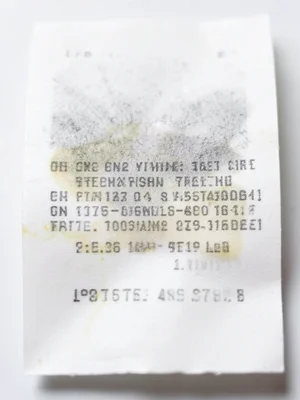 Receipt printed over previous faded receipt, ghost text from old transaction ben