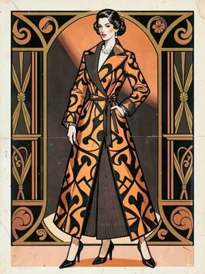 Cocoon coat abstract orange