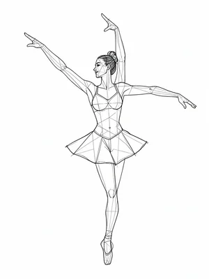 Ballet dancer's entire routine collapsed into single frame, body becoming diagra
