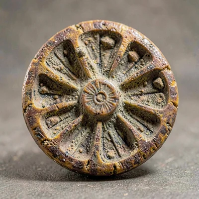 weathered ammonite cross-section with chambers visible