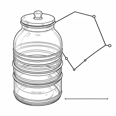 Schematic of a savings jar diagram with stacked layers and a connecting line gra