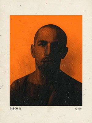 Ghost illustration in two-color riso, fluorescent orange and black overlap
