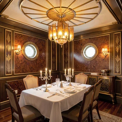 Intimate Dining Table Under Sunburst Medallion