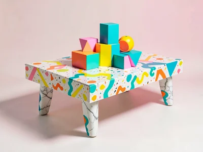 Terrazzo Coffee Table with Marble Legs