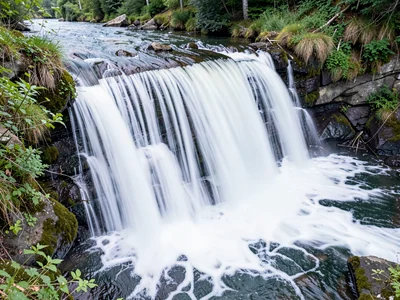 Waterfall plunge as continuous white