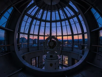 Dome mechanism visible through twilight interior