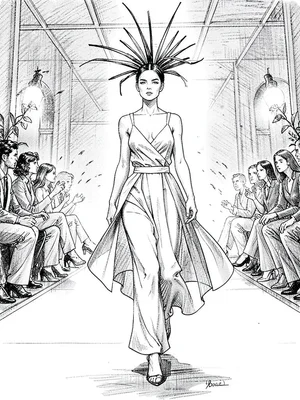 Avant-garde headpiece walking