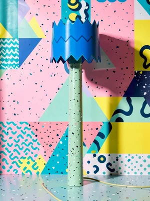 Zigzag Shade Terrazzo Base Floor Lamp