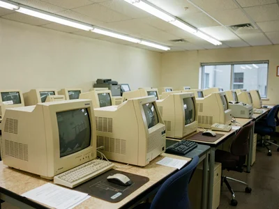 Row of CRT Monitors