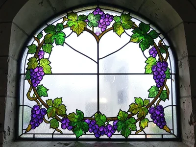 Grapevine border stained glass