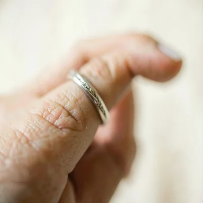 Ring sliding onto finger