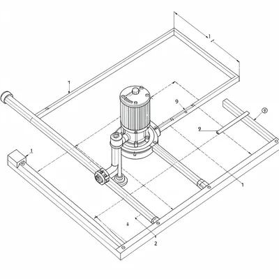 Exploded diagram of a pool equipment pad with pump, filter and heater piping, ha