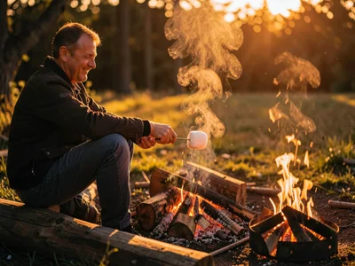 Campfire marshmallow roasting