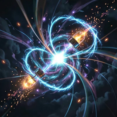 Magic spell effect illustration, gravity spell pulling objects toward central po