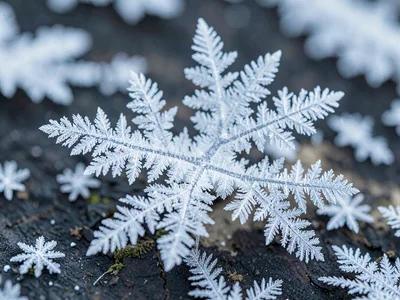 Detail of frost crystal branching structure