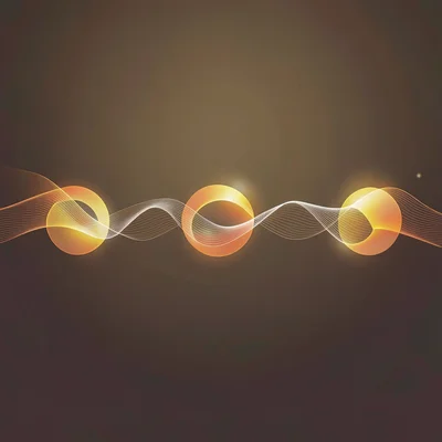 A motion-graphics horizontal-flow layout with five abstract key-frames in a row