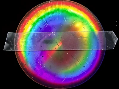 Clear tape stretched creating spectral colors