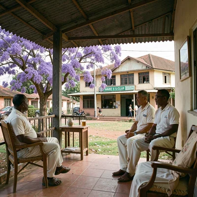 Jacaranda season purple light in suburban Harare, Zimbabwe, Harare Sports Club w