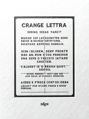 Letterpress-printed spring seed packet label, deep impression on cotton paper