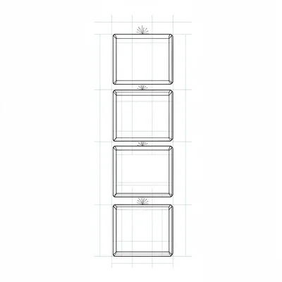 Vertical infographic column of four stacked metric blocks each topped by a tiny