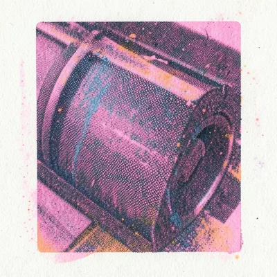 Close-up of risograph drum texture transferred to paper, the characteristic grai