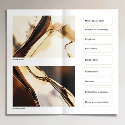 An art-direction deck case-study-summary spread with a hero abstract before-afte