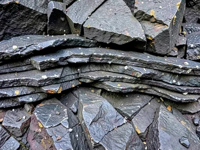 Obsidian flow front showing multiple layers
