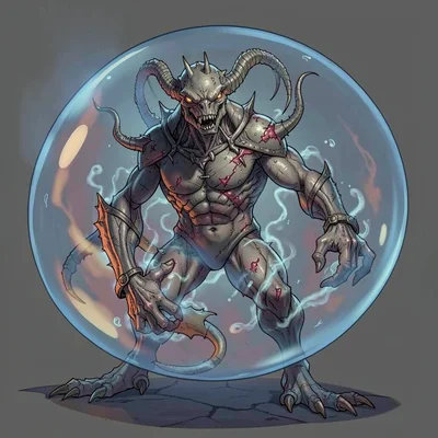 Fantasy creature illustration, a gaseous entity contained in floating membrane, 