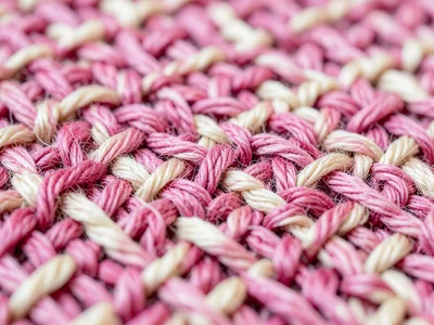 Hand-woven blanket in soft pinks and creams, mother's handmade gift