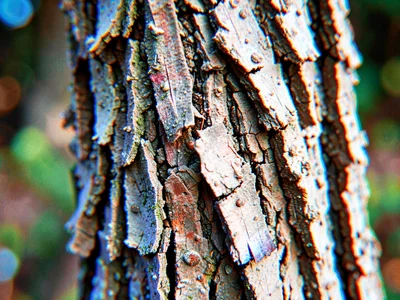 Tree bark edge with color split