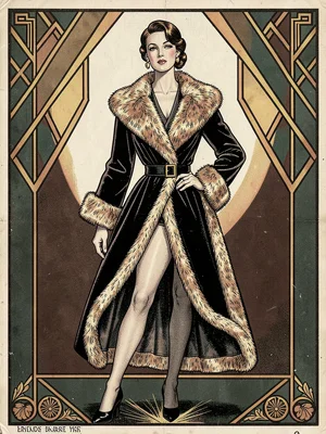 Fur-trimmed velvet geometric