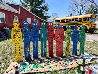 Wooden Figure Row