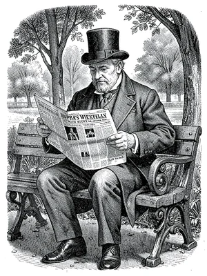 Victorian gentleman reading newspaper