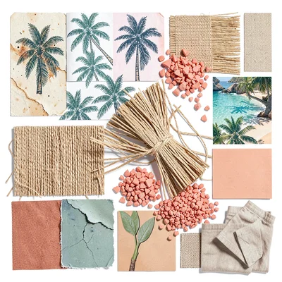 Tropical palm raffia coral