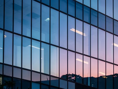 Twilight gradient reflected creating blue to pink