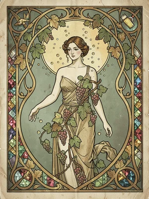 Art Nouveau champagne allegory