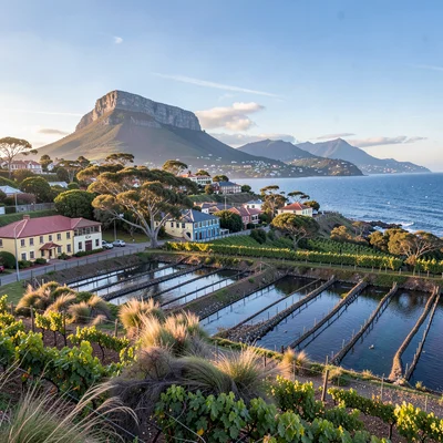 Cape Town southeaster wind shaping the scene, Franschhoek valley vineyards with 