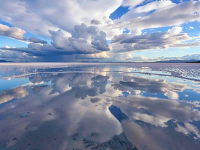 Cloud formation and reflection creating abstract field