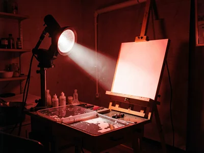 Enlarger Light Cone in Red Darkness