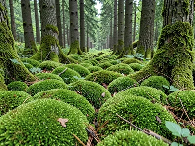 Forest floor moss continuous carpet effect